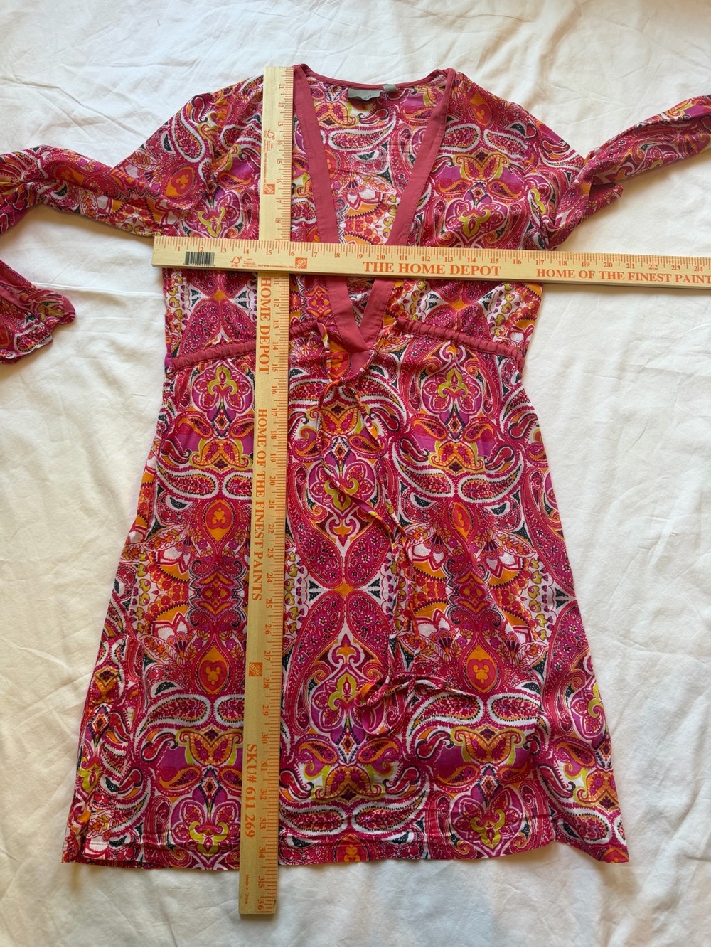 Athleta Pink Paisley Swim Cover-Up Tunic Dress Drawstring Size Small - Picture 7 of 7